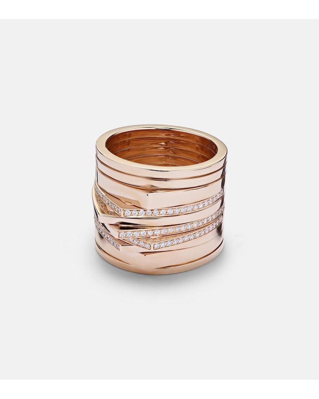 Repossi Natural Antifer 18Kt Rose Ring With Diamonds