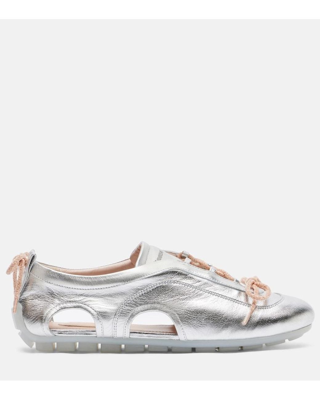Simone Rocha White Cutout Metallic Leather Sneakers