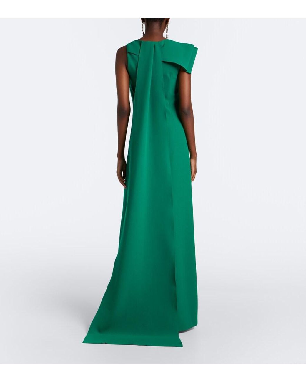 Safiyaa Green Mallory Crepe Gown