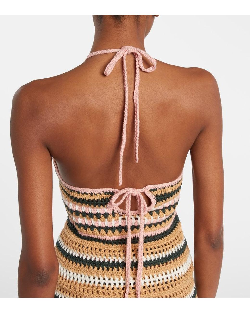 The Upside Multicolor Crochet Halterneck Cotton Top