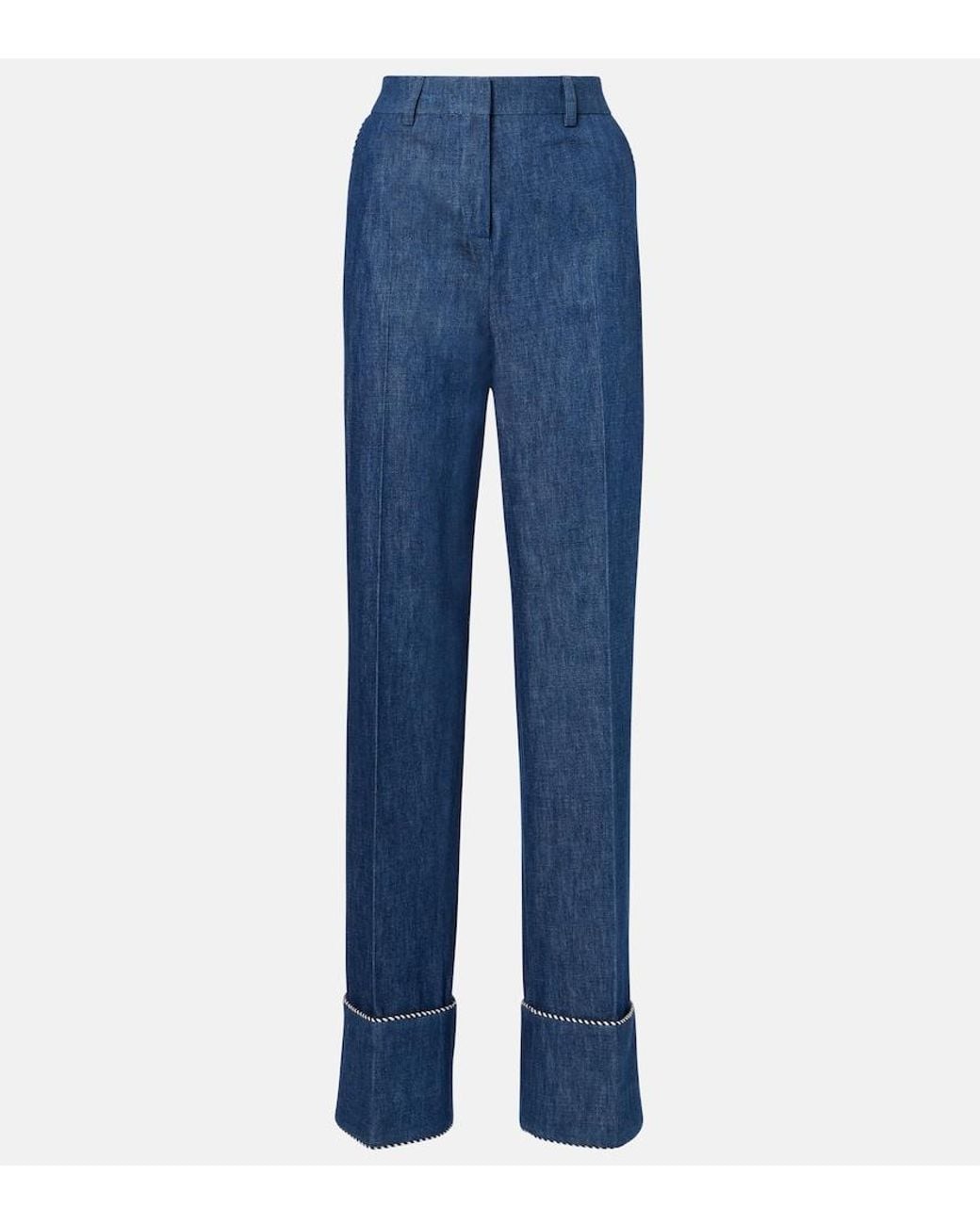 Valentino Garavani Blue Chambray Straight Pants