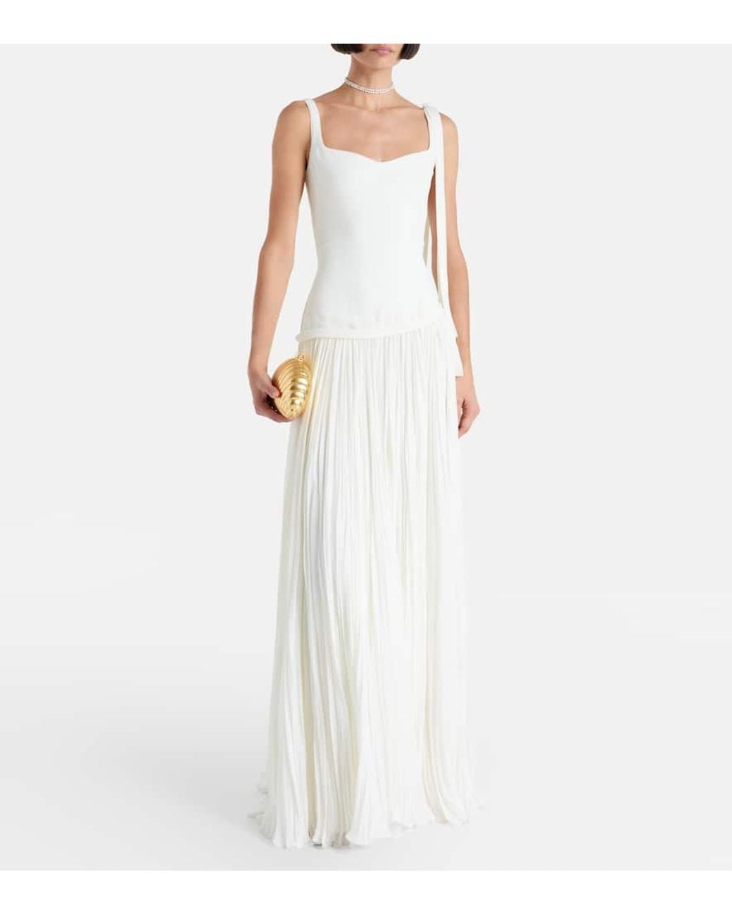 Marmar Halim White Robe Ana Aus Crepe Und Chiffon