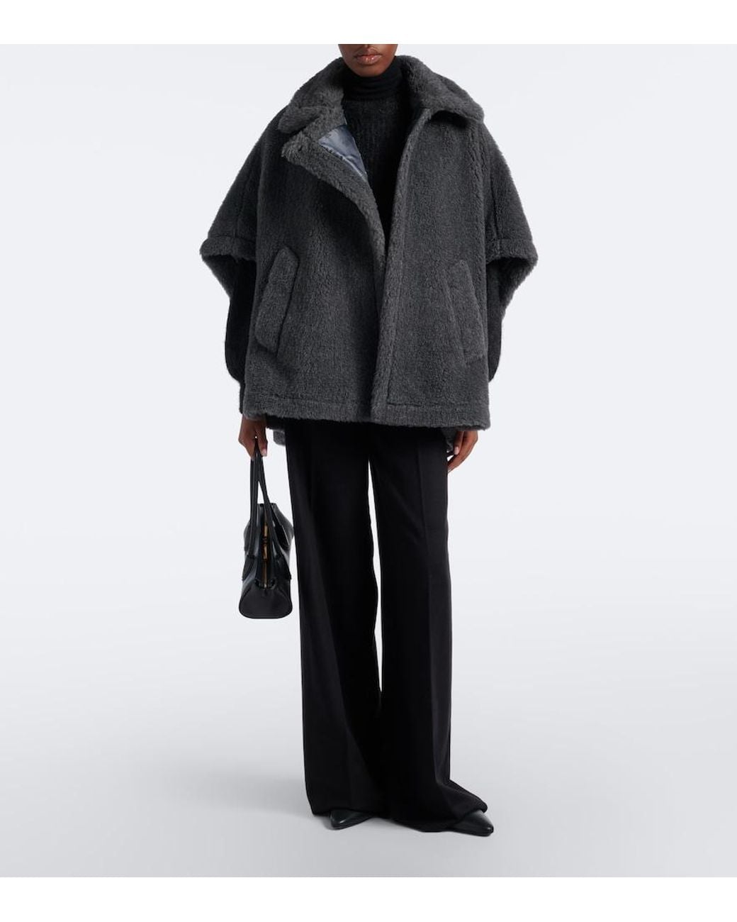 Max Mara Gray Wool, Alpaca, And Silk Cape