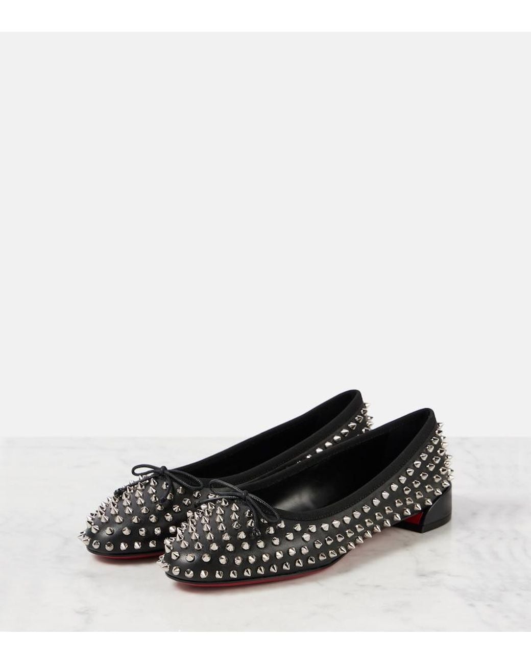 Christian Louboutin Black Sweetie Jane Spikes Leather Flat