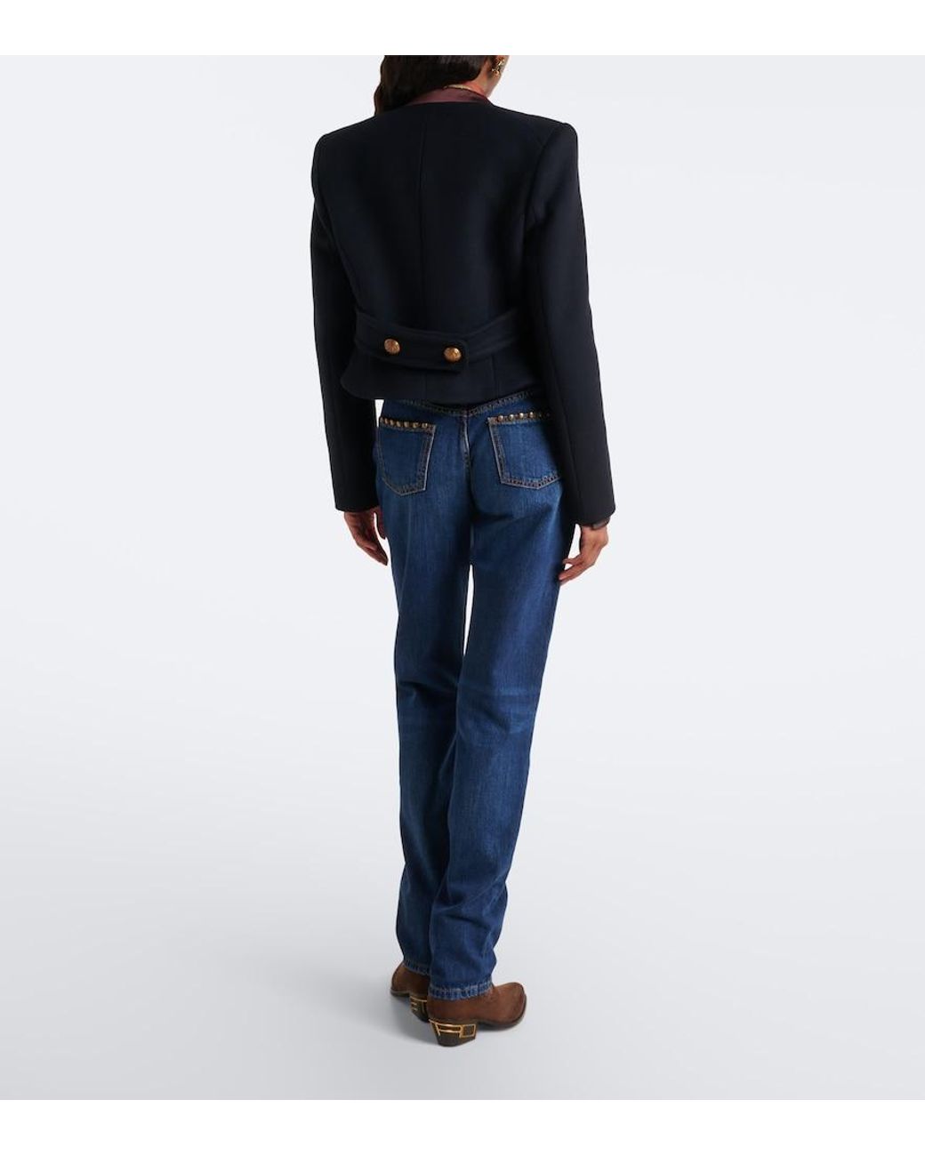 Etro Blue Faded Studded Straight Jeans