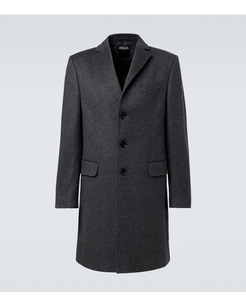 Zegna Black Wool And Cashmere-Blend Coat for men