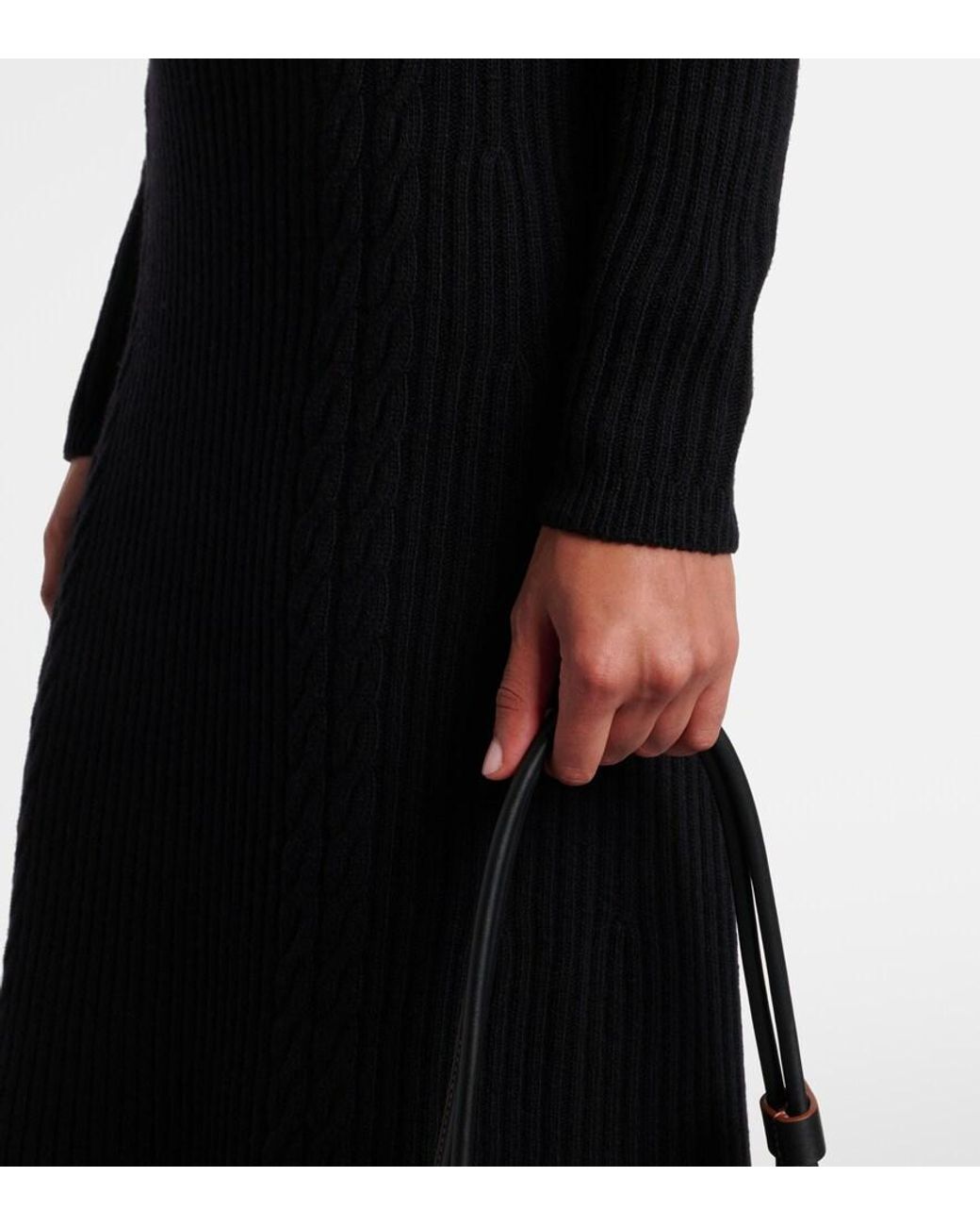 Max Mara Black Zelanda Wool And Cashmere Midi Dress