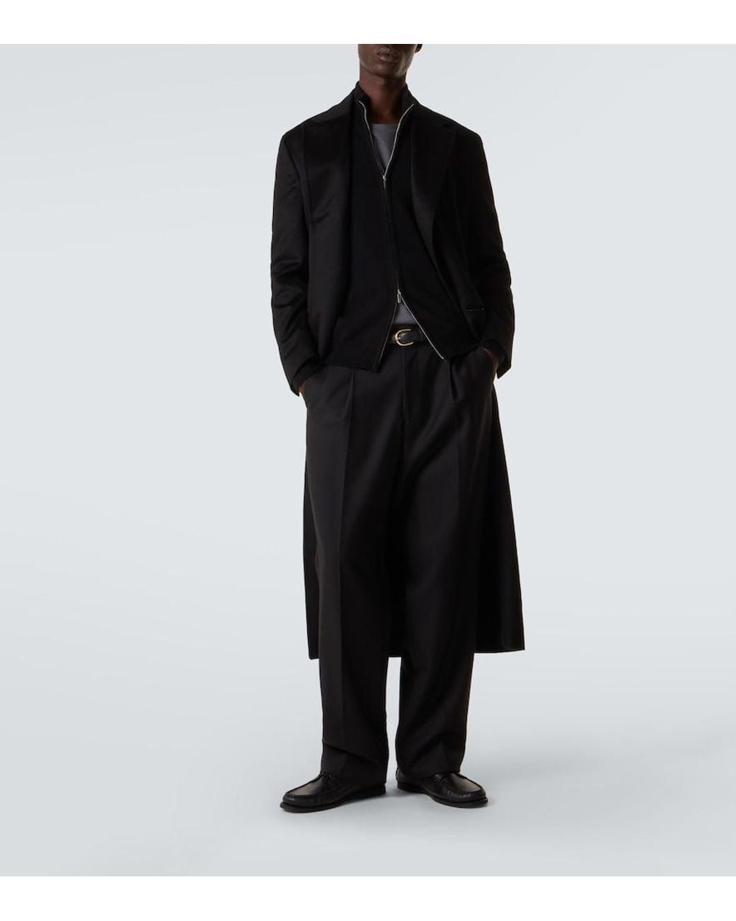 Saman Amel Black Halle Ribbed-Knit Cashmere Zip-Up Sweater for men