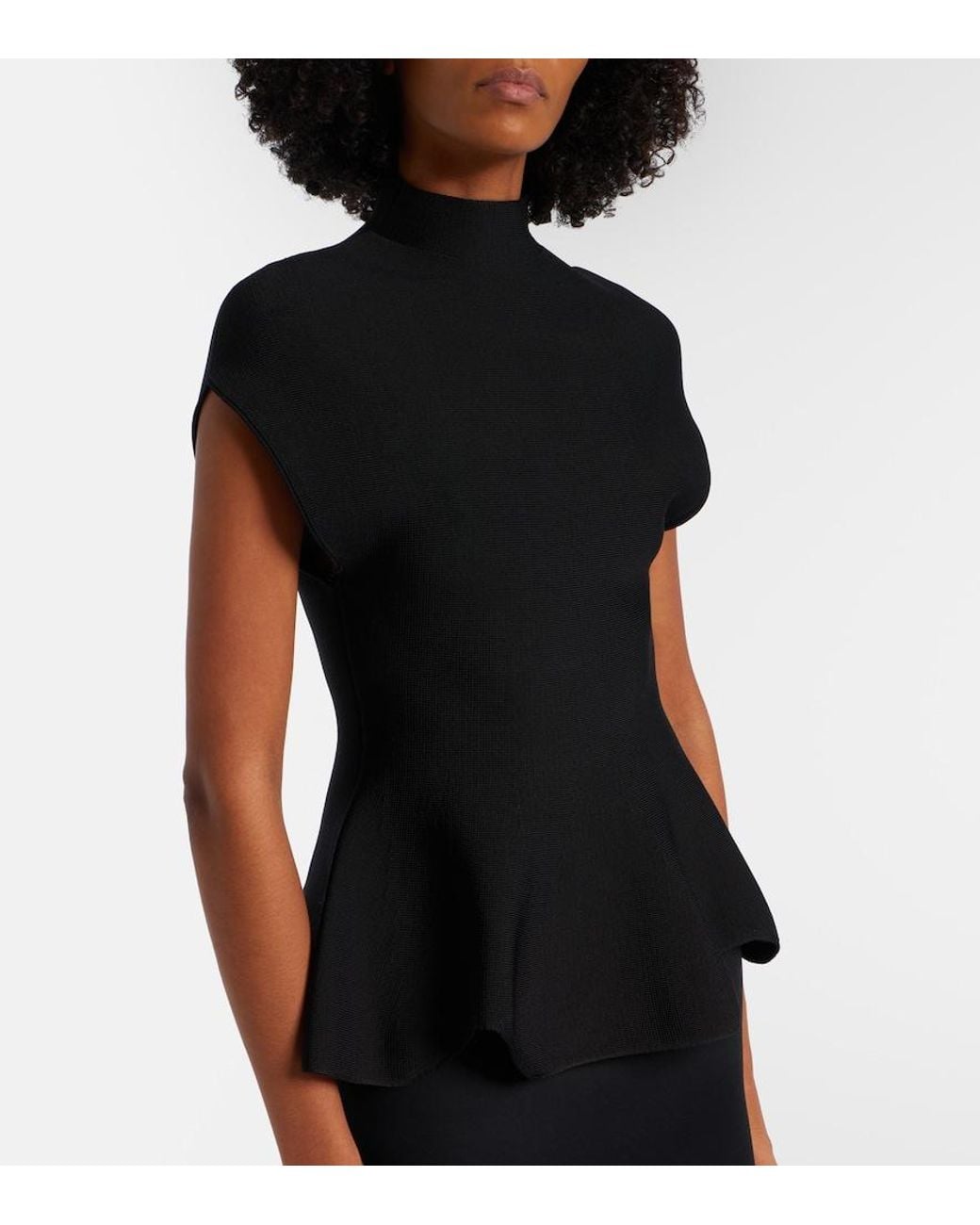 Khaite Black Andra Peplum Top
