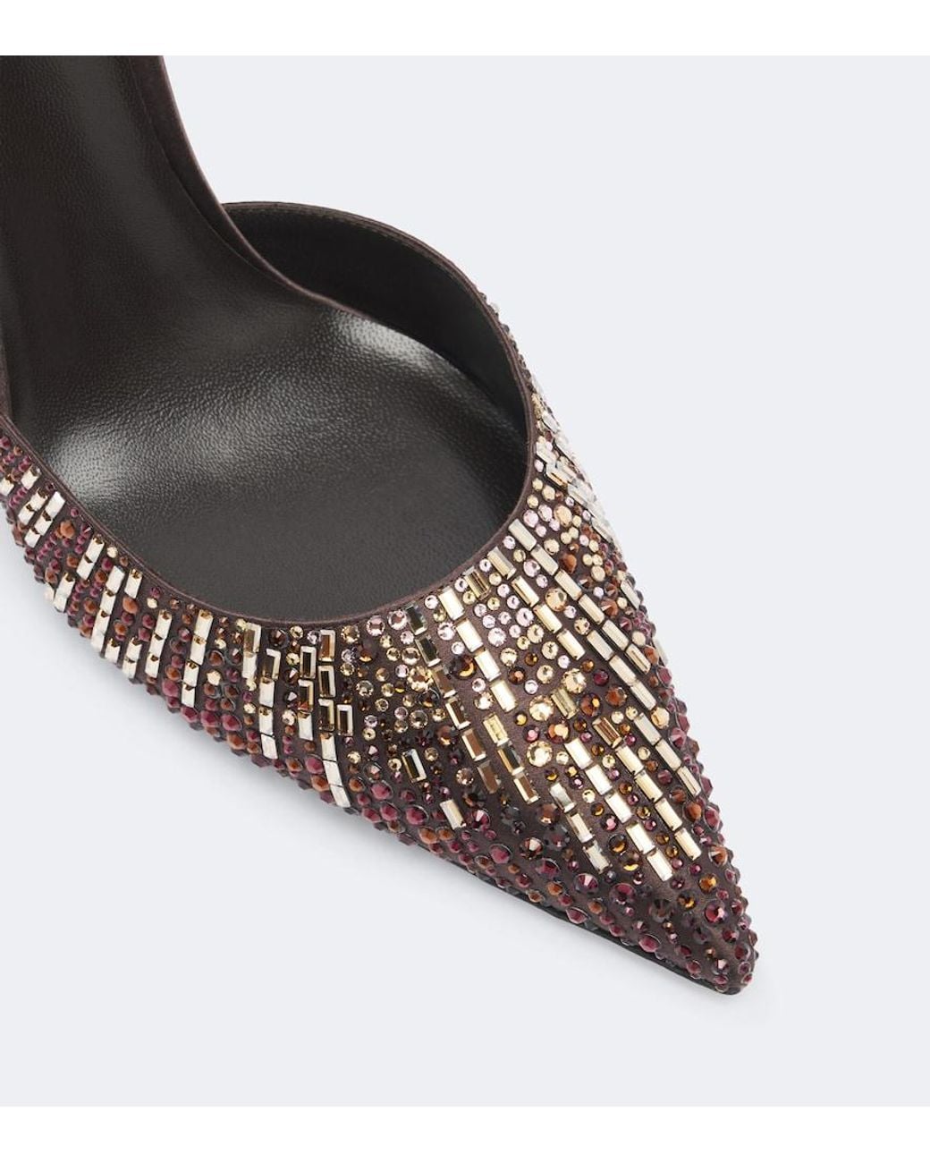 Rene Caovilla Metallic Swarovski-Embellished Satin Pumps