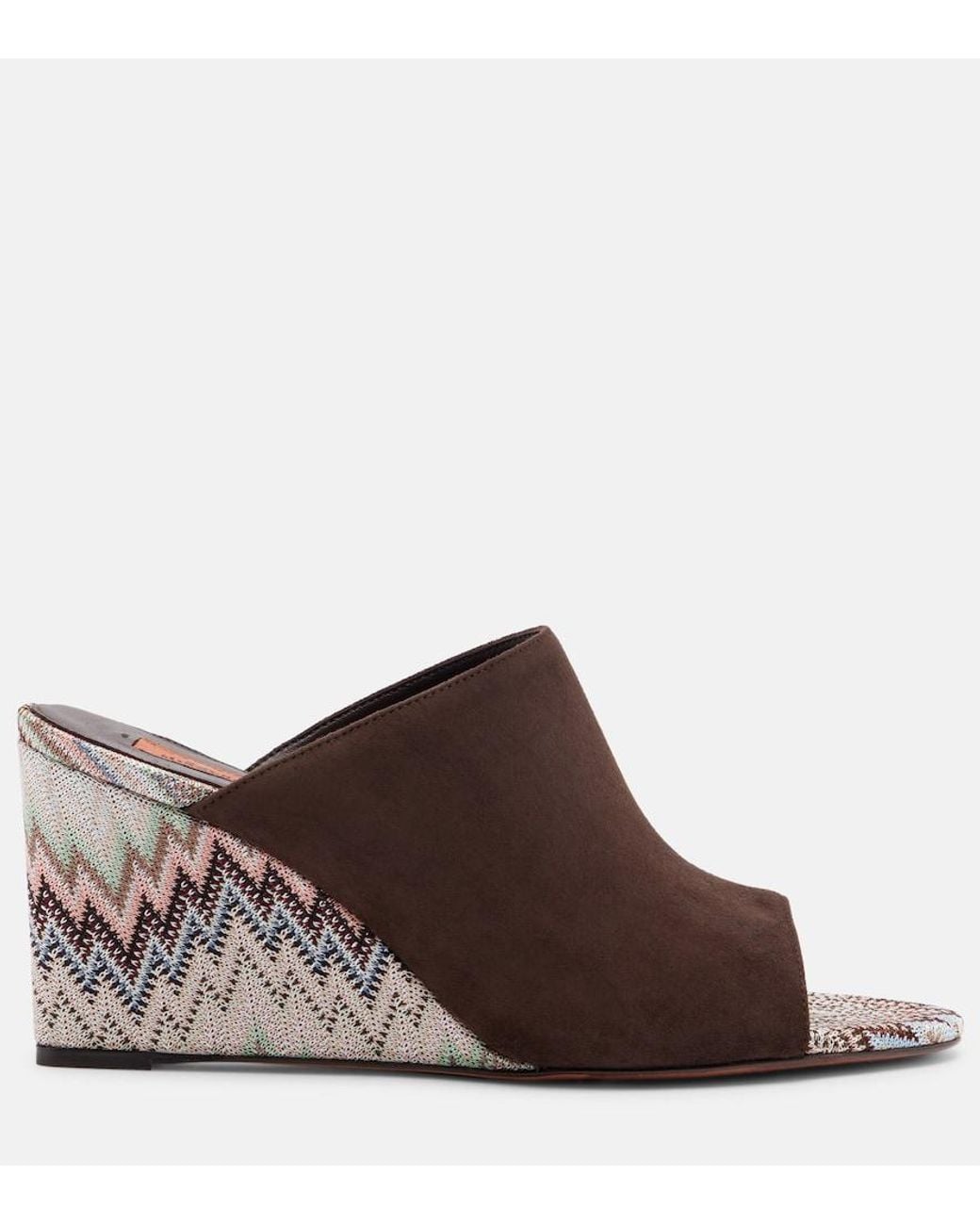 Missoni Brown Mabel Zigzag Suede Wedge Mules