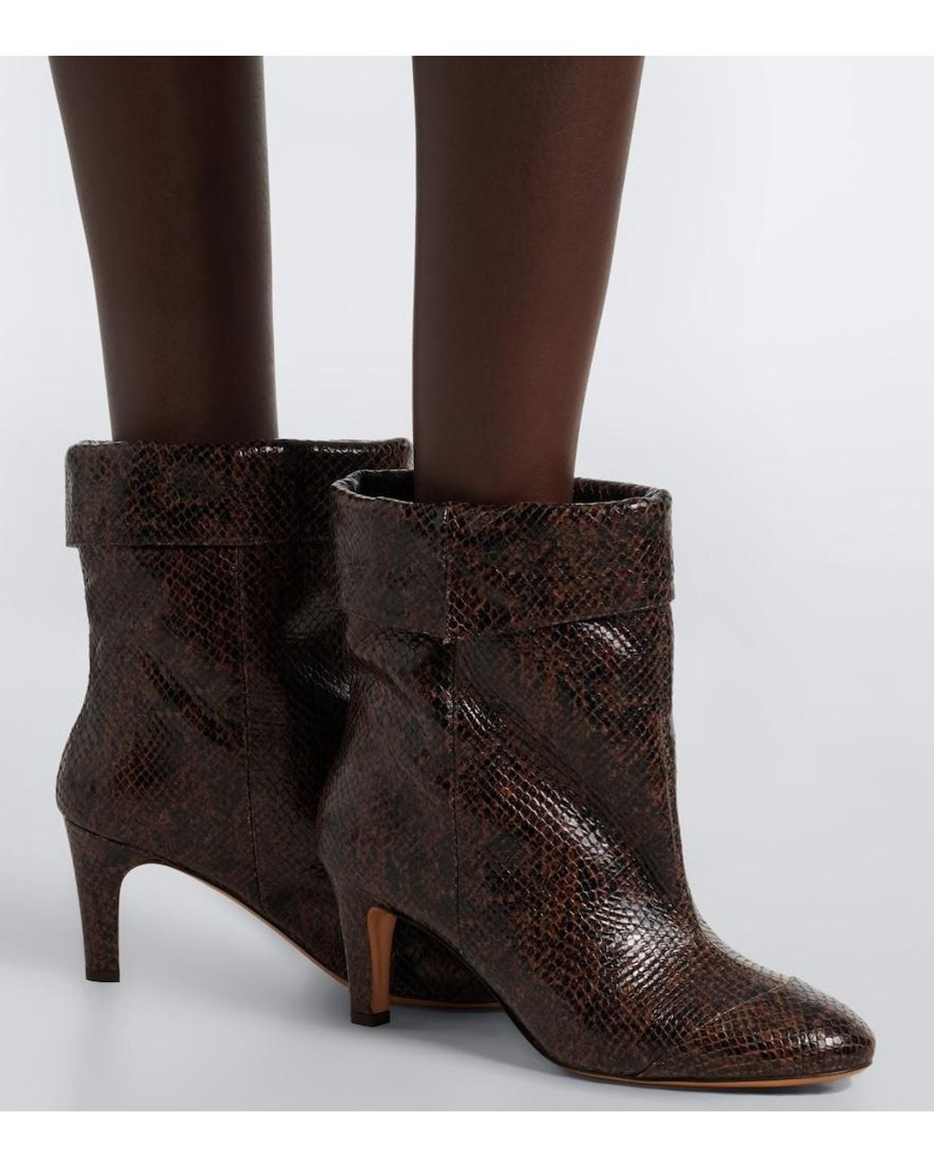 Isabel Marant Black Eldra Snake-Effect Leather Ankle Boots
