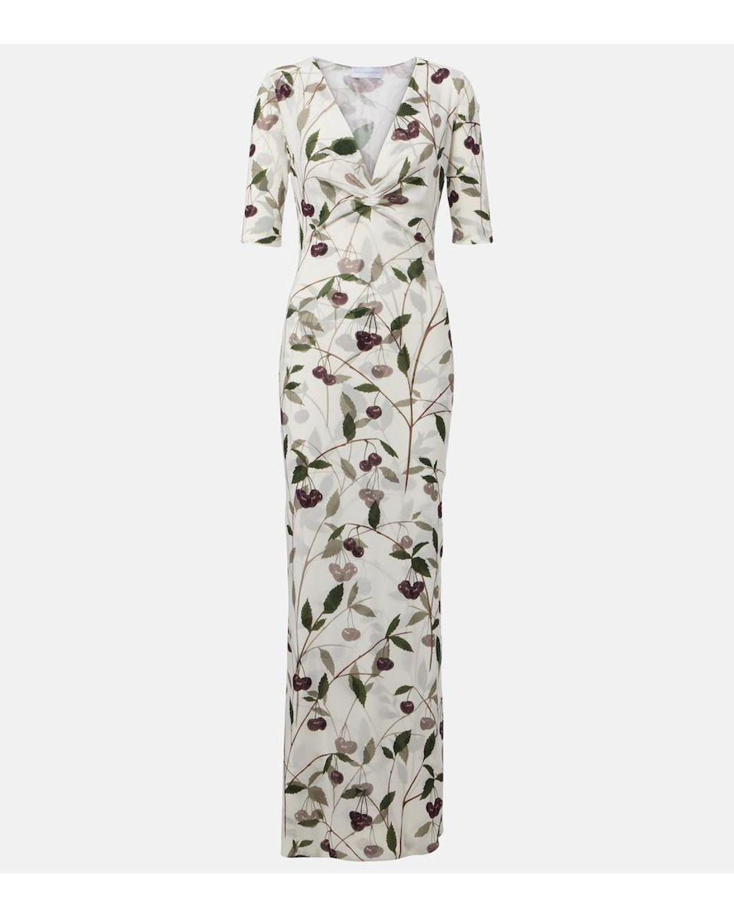 Stella McCartney White Printed Mesh Jersey Maxi Dress