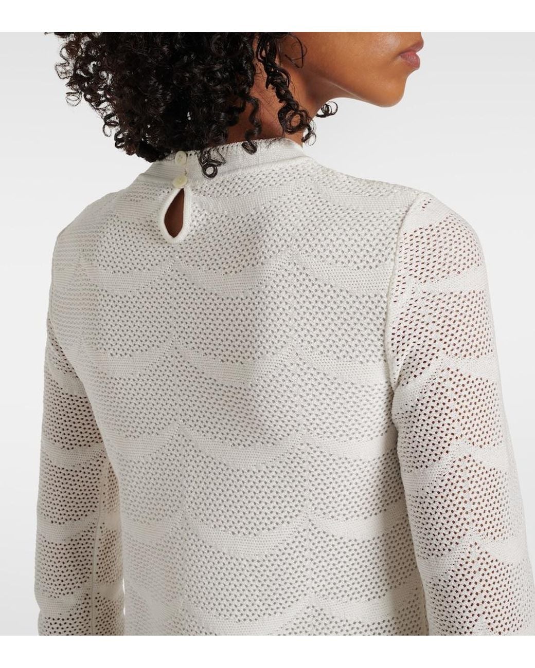Tom Ford White Knitted Scalloped Cotton And Silk Minidress