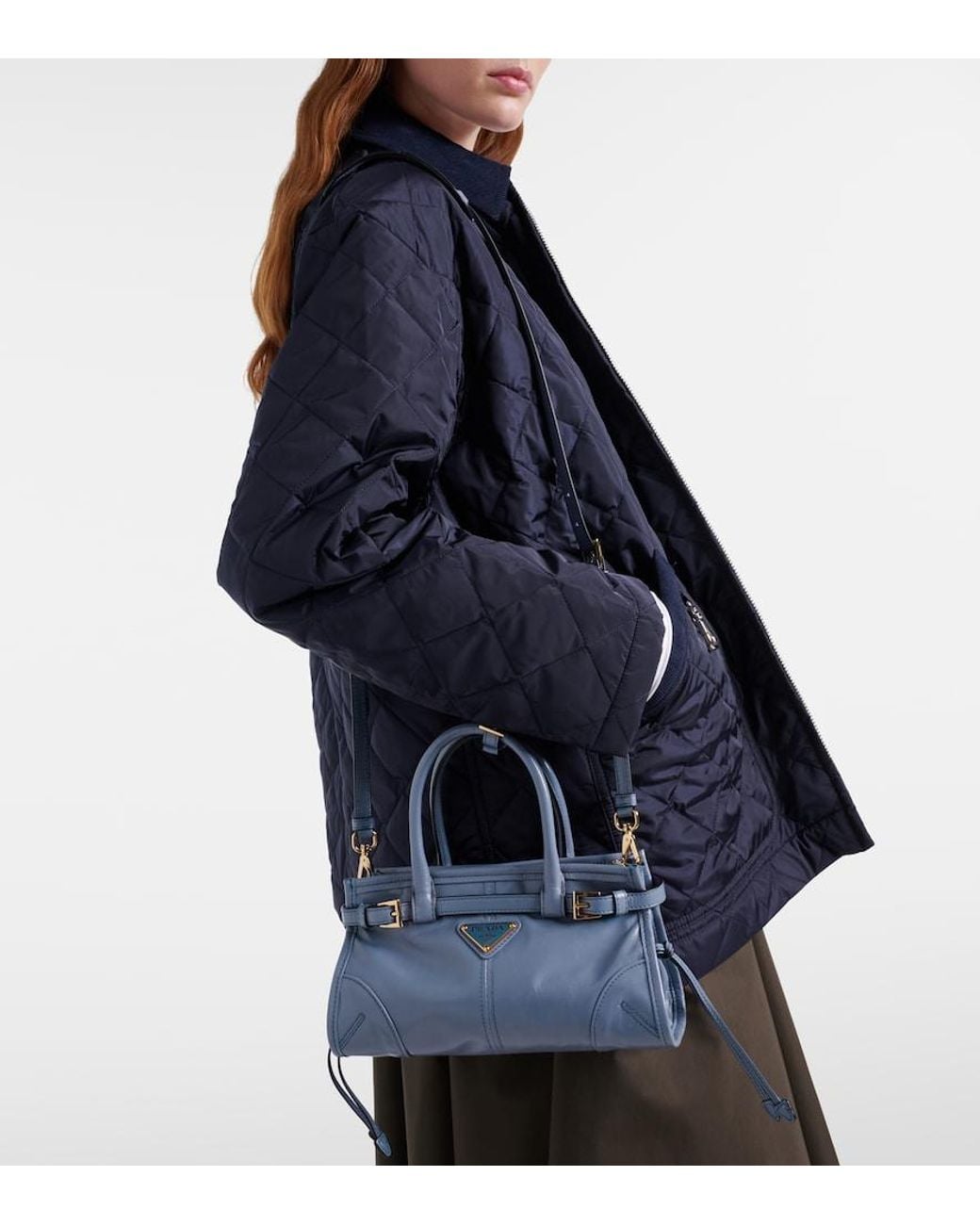 Prada Blue Bonnie Mini Leather Top-Handle Bag