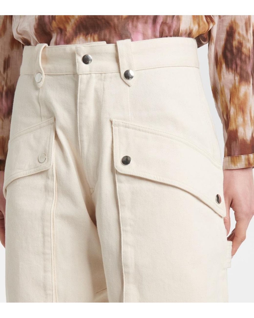 Isabel Marant Natural Jannick Low-Rise Cotton Cargo Pants