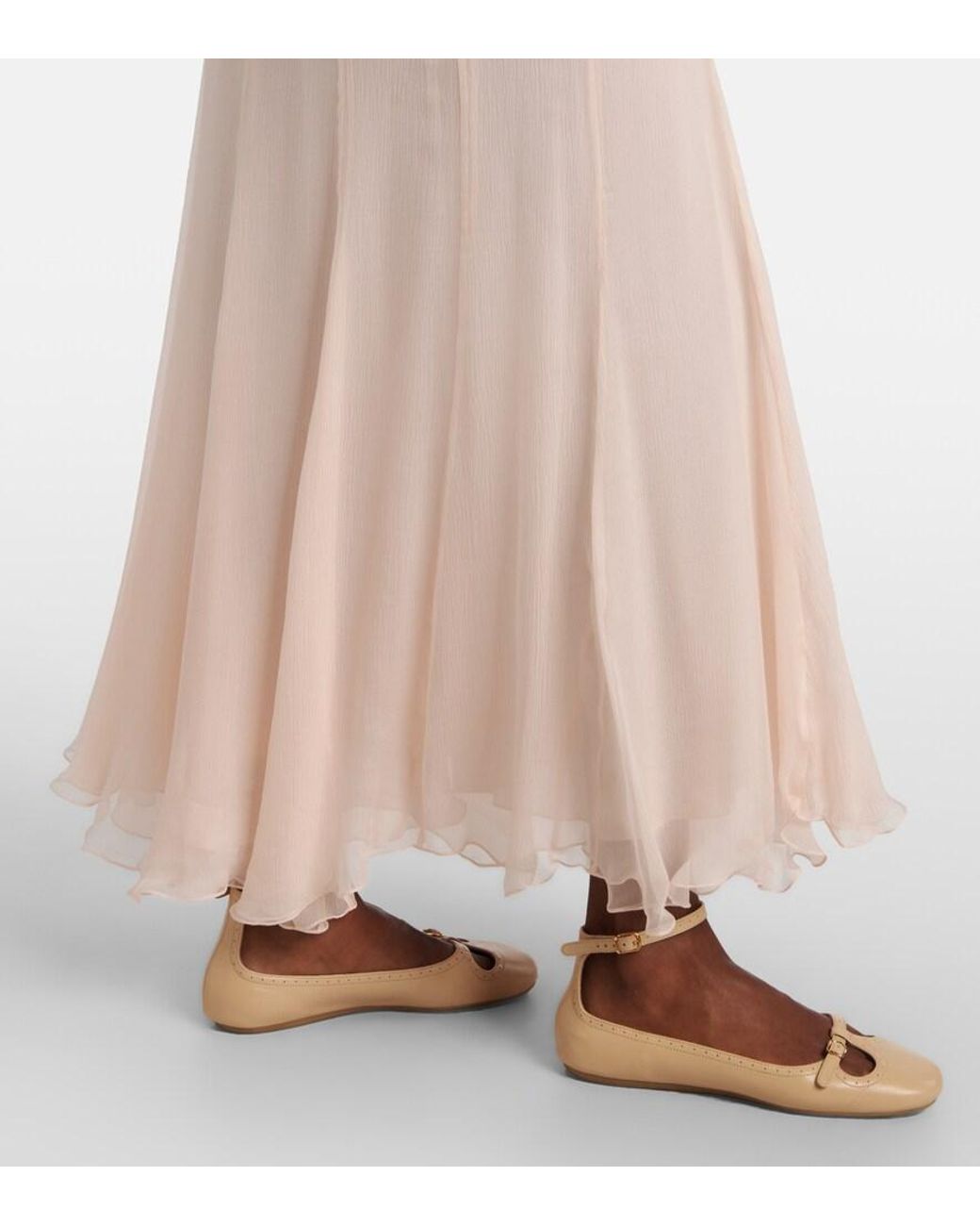 Chloé Pink Pleated Silk Muslin Maxi Skirt