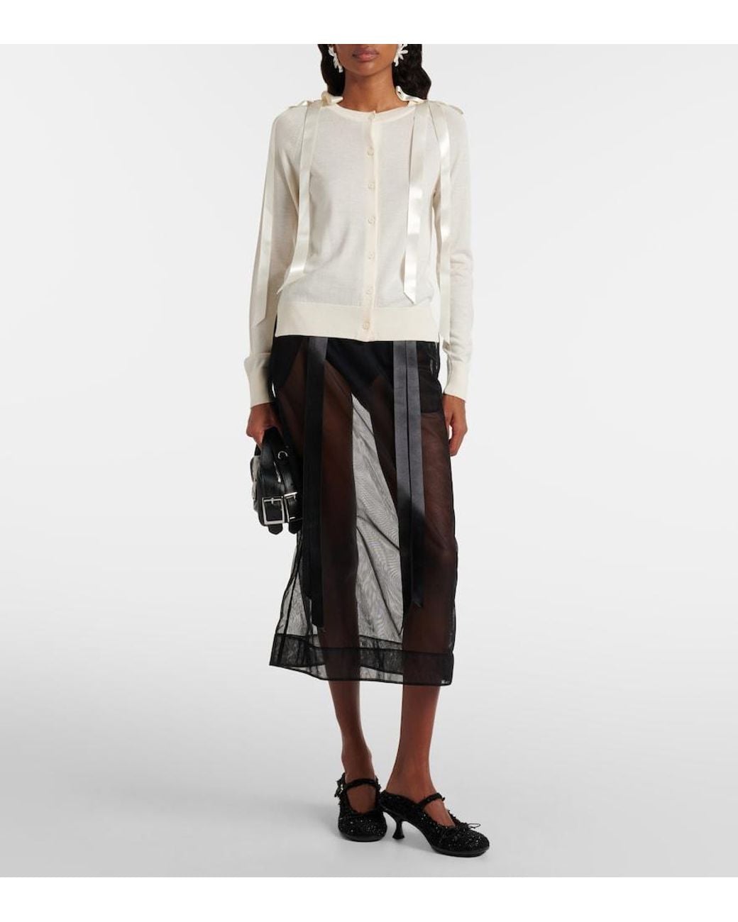 Simone Rocha White Wool And Silk Cardigan