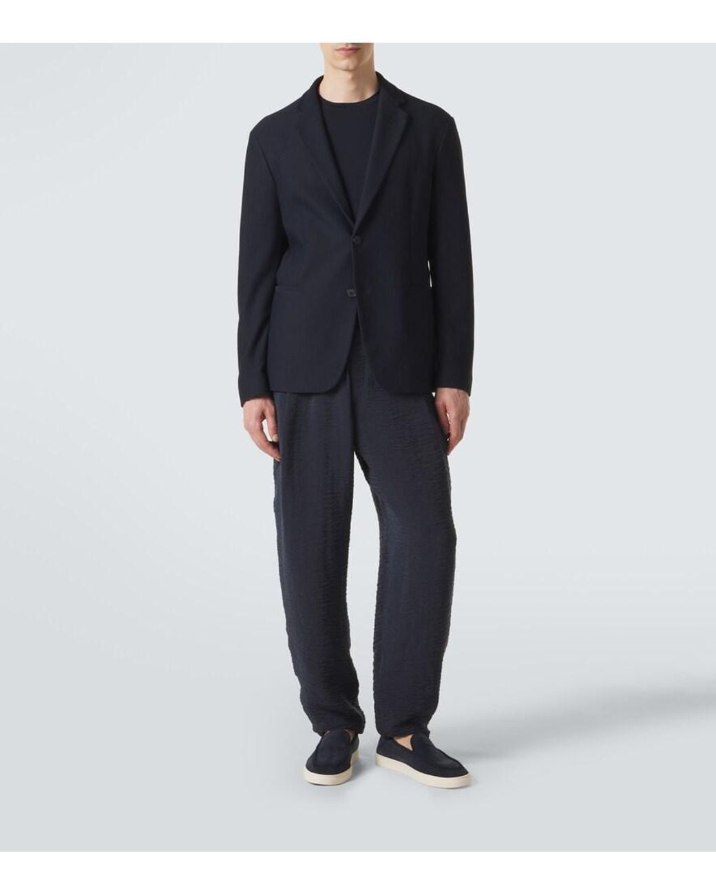 Giorgio Armani Black Waffle-Knit Blazer for men