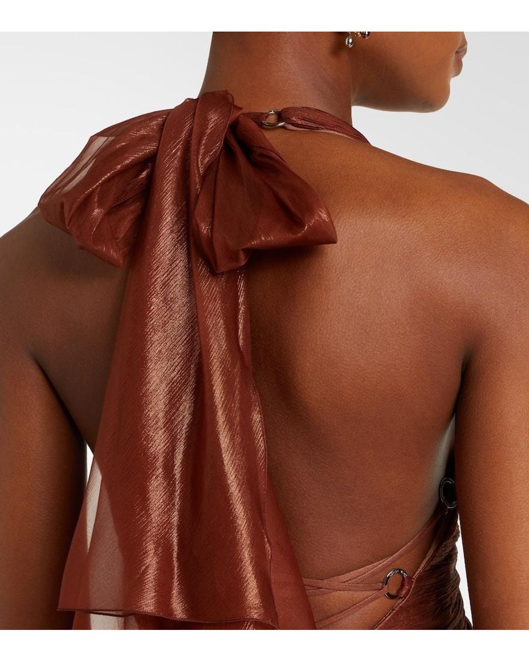 Maria Lucia Hohan Red Milagros Halterneck Silk Muslin Gown