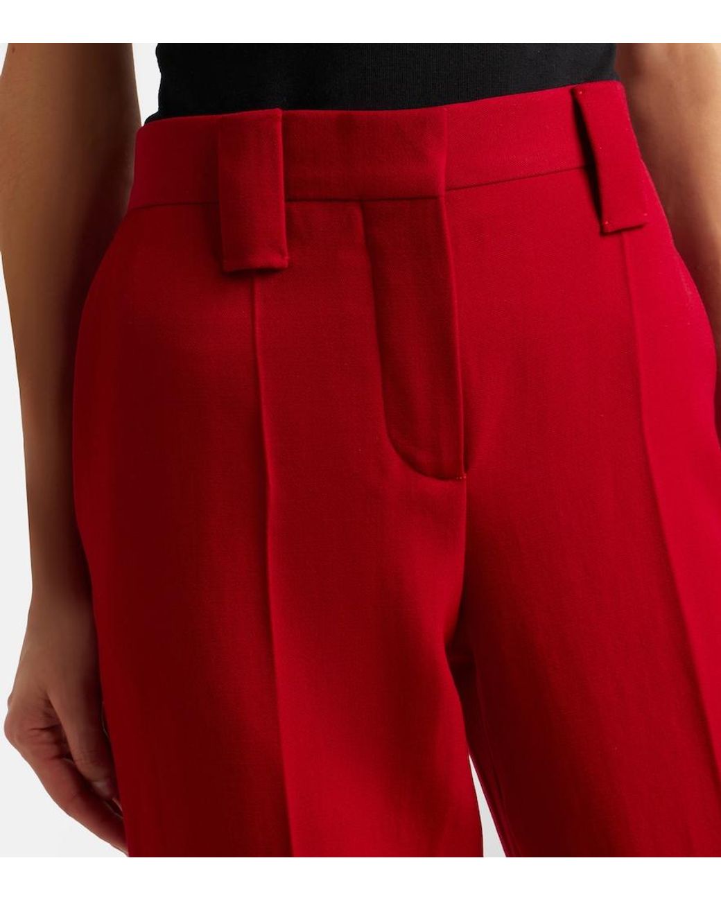 Versace Red Virgin Wool Slim Pants