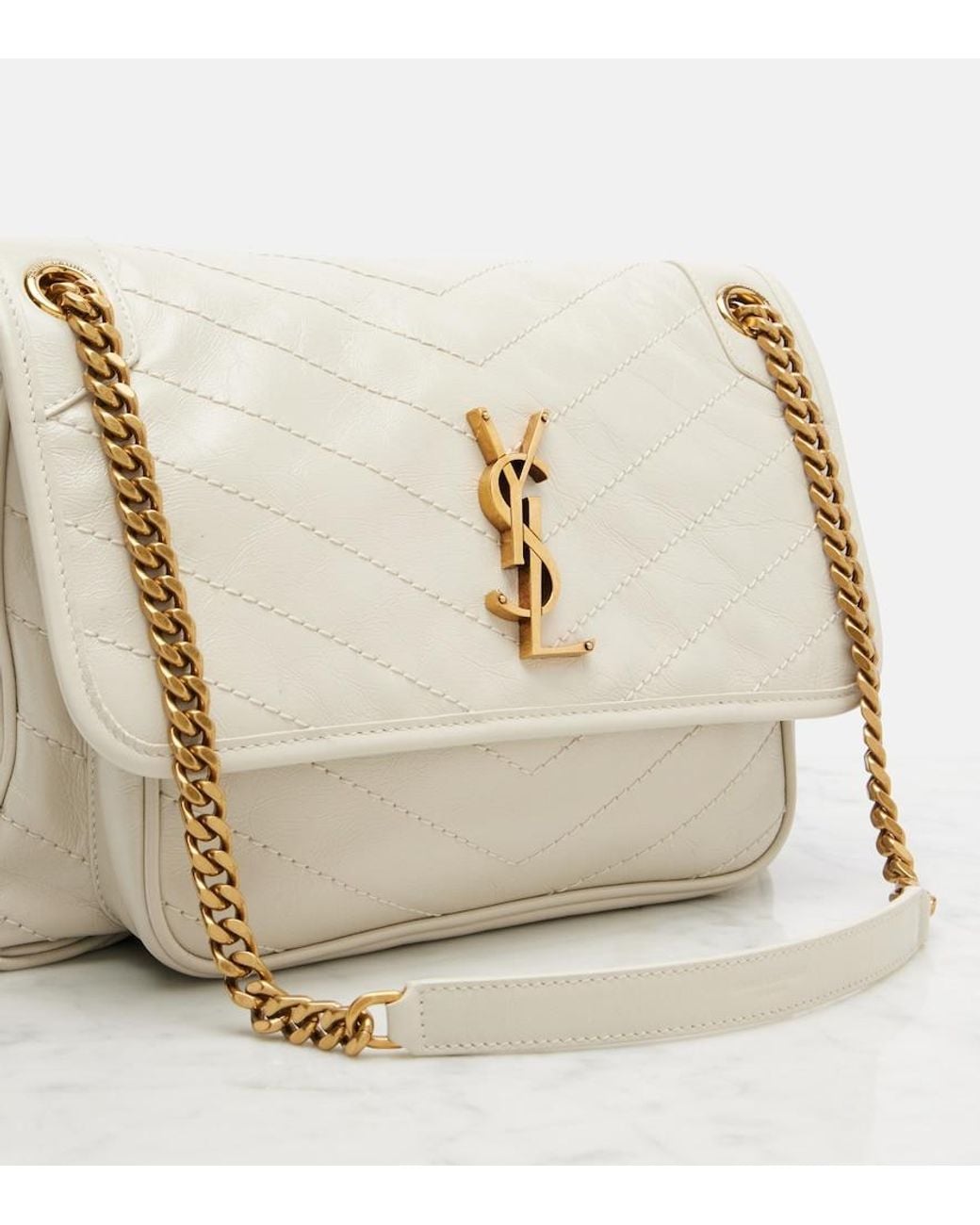 Saint Laurent White Niki Medium Leather Shoulder Bag