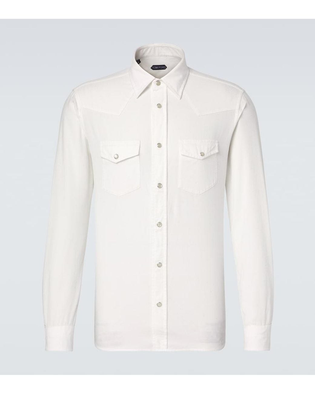 Tom Ford White Cotton Corduroy Western Shirt for men