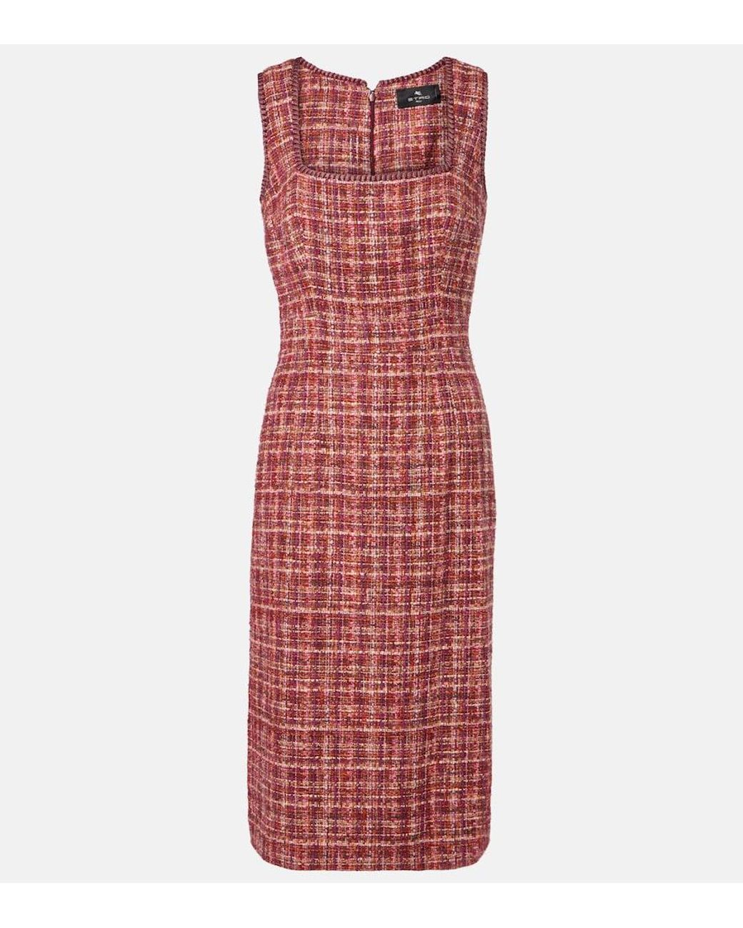 Etro Red Cotton And Wool-Blend Midi Dress