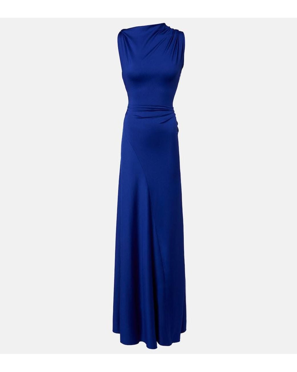 Victoria Beckham Blue Asymmetric Draped Gown