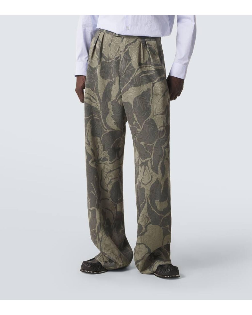 Pantaloni Regular Con Stampa di Dries Van Noten in Green da Uomo