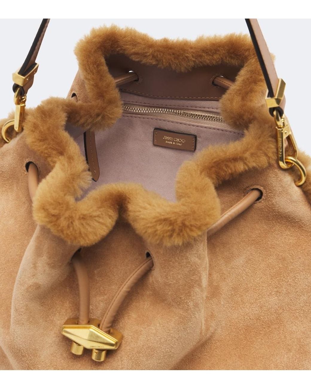 Jimmy Choo Natural Cinch Medium Suede Shoulder Bag