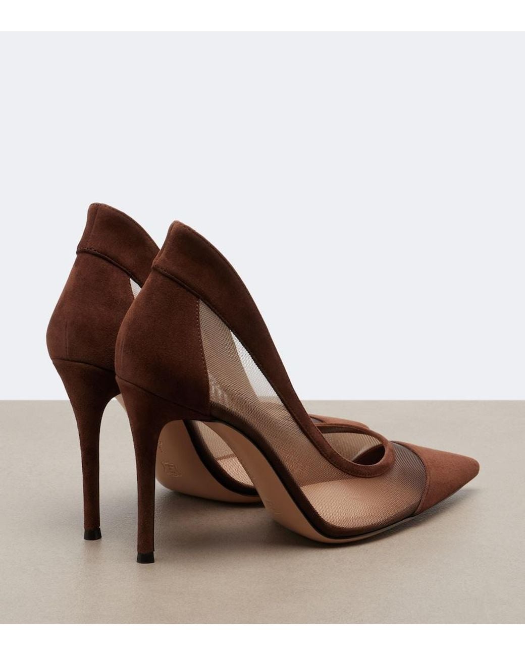 Gianvito Rossi Brown Leather-Trimmed Pumps