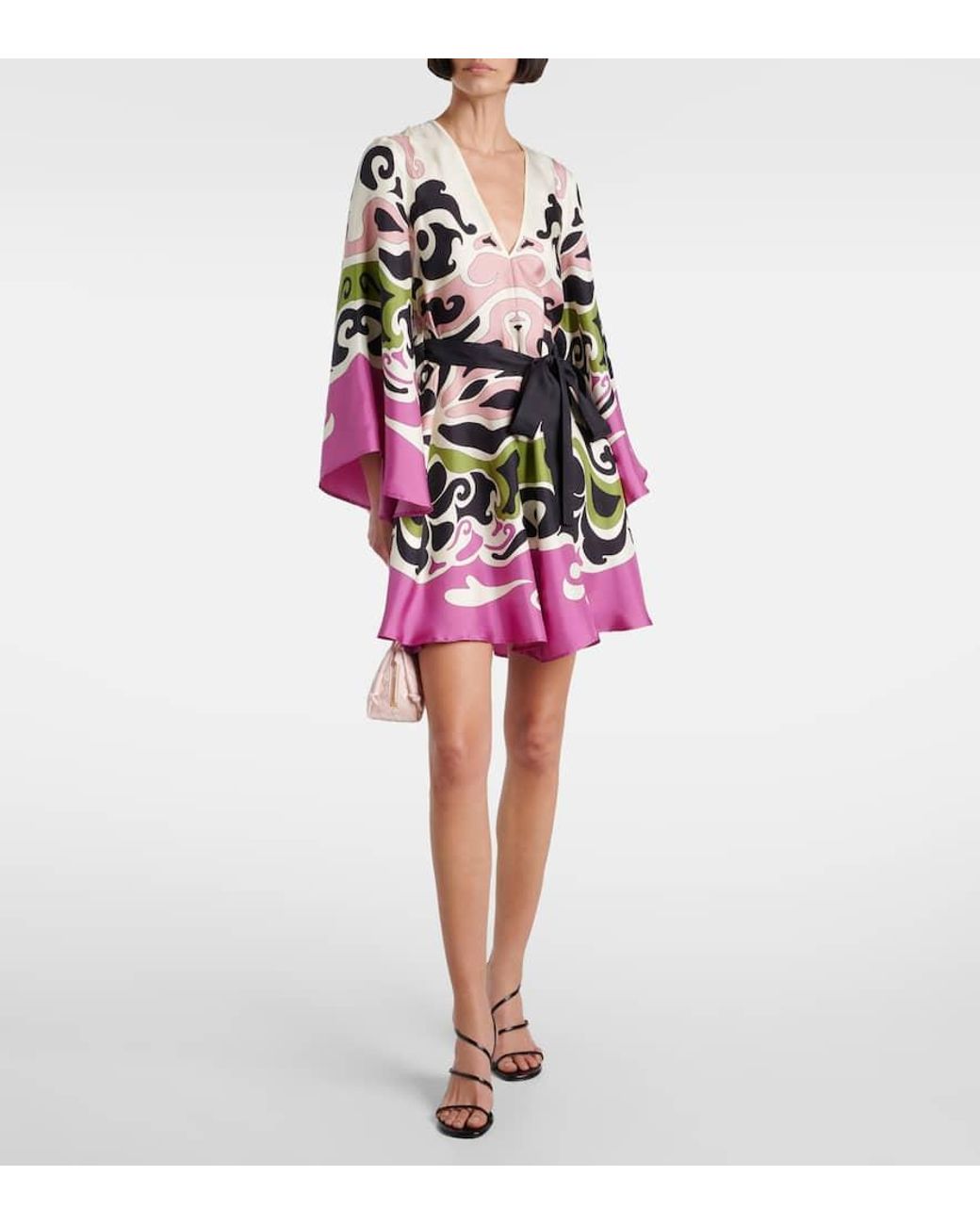 LaDoubleJ Pink Magnifico Printed Silk Twill Minidress