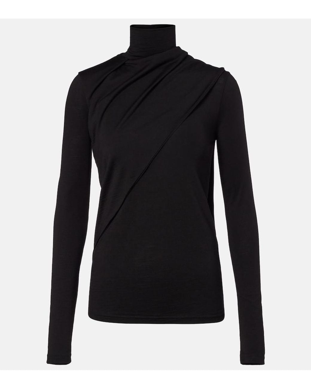 Rohe Black Scarf-Detail Wool Jersey Top