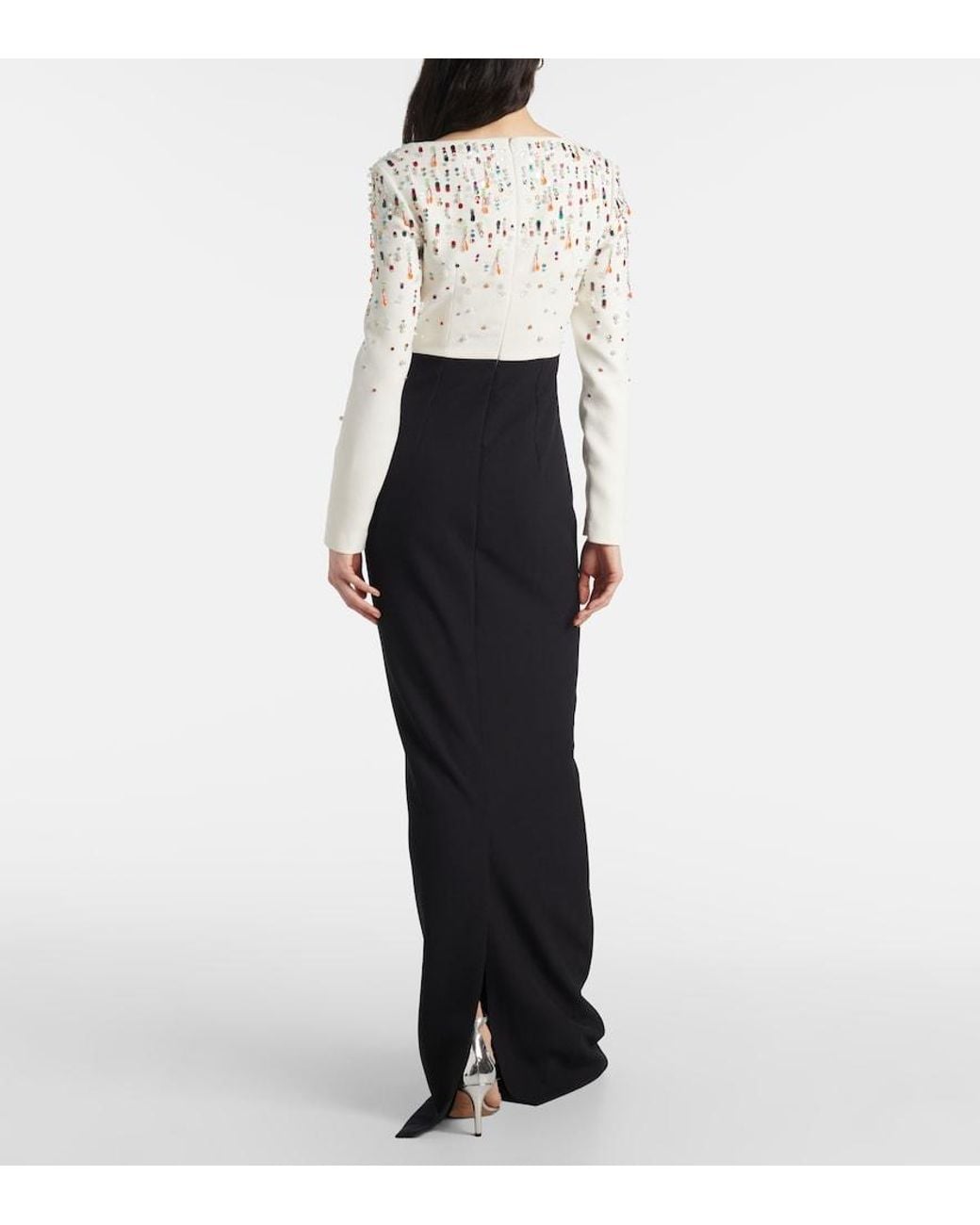 Safiyaa Black Racha Embroidered Gown
