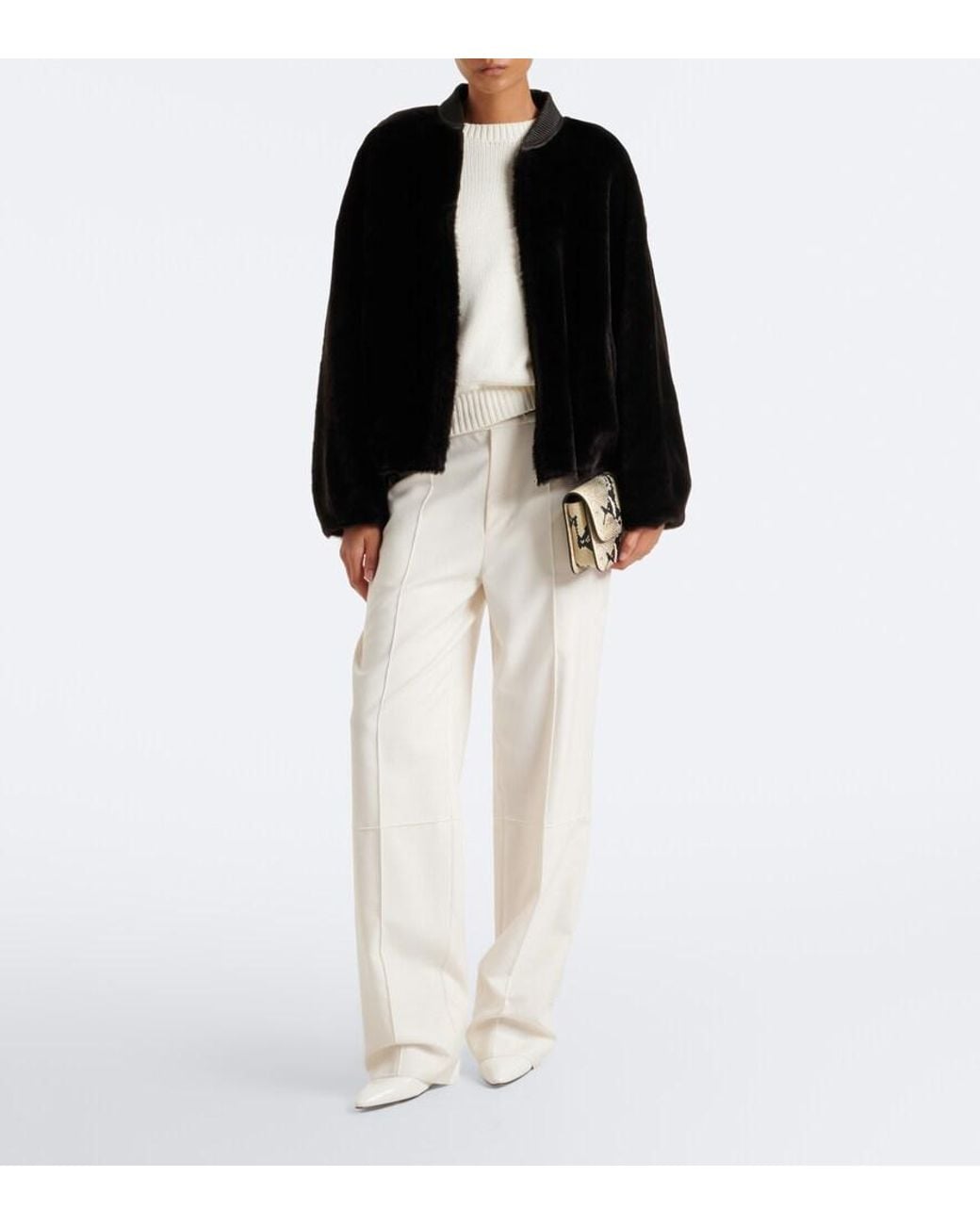 Arma Black Reversible Shearling Bomber Jacket