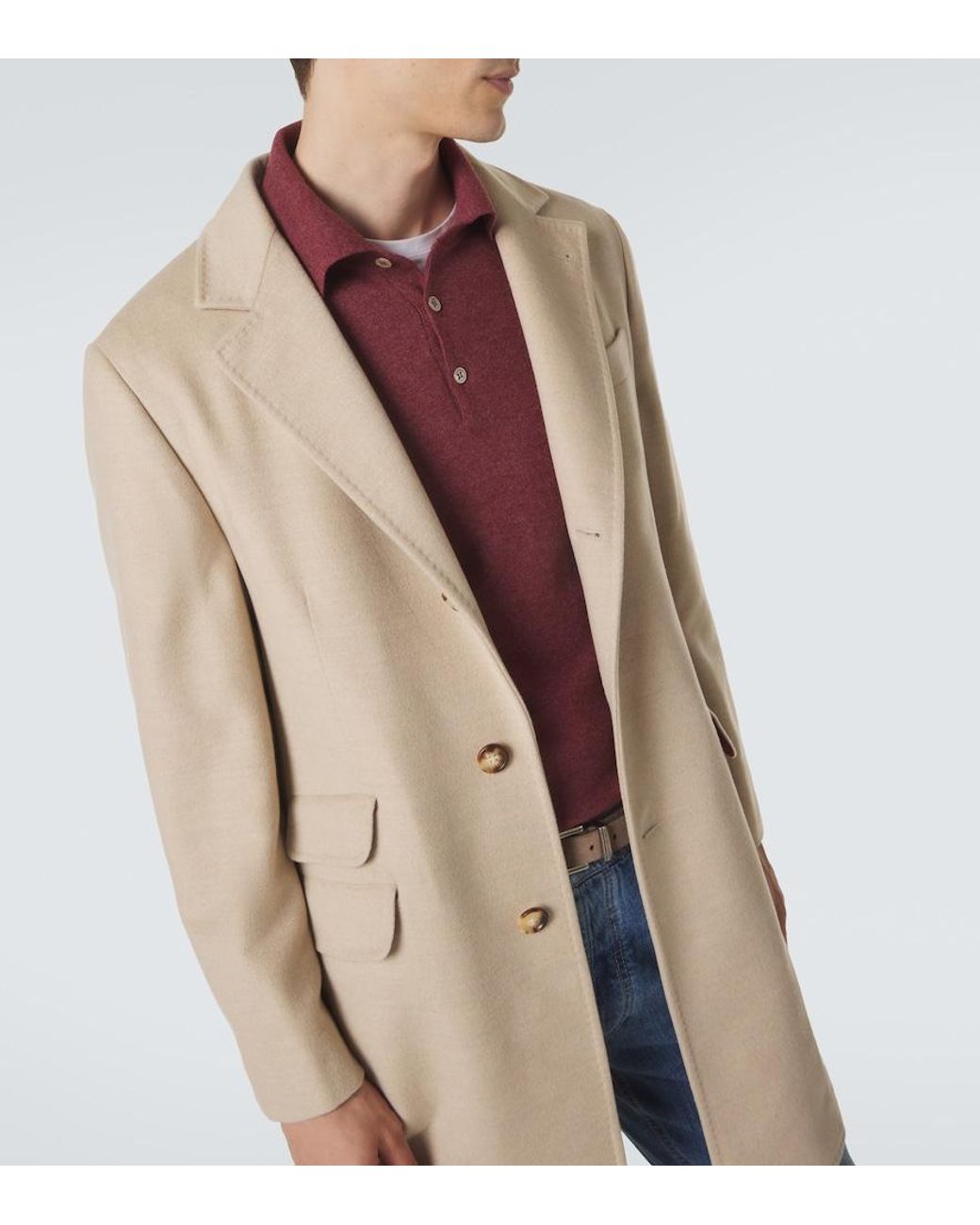 Brunello Cucinelli Natural Virgin Wool Coat for men