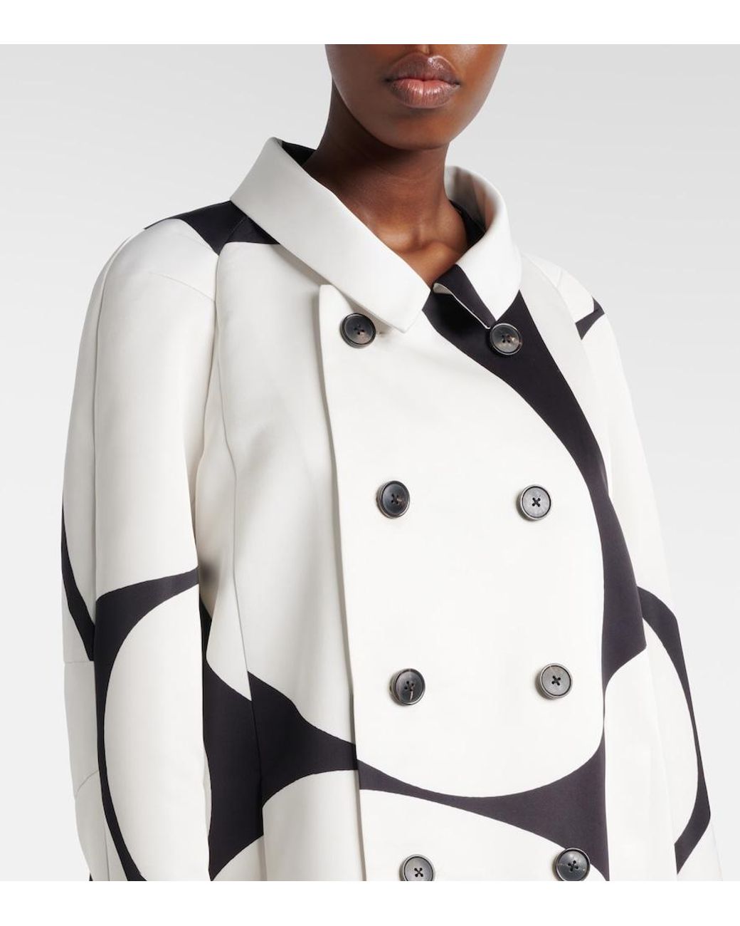 Dries Van Noten Natural Polka-Dot Double-Breasted Satin Coat