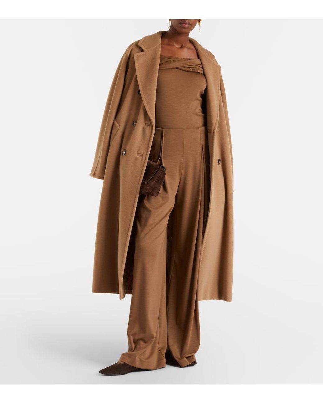 Max Mara Brown Cocco Virgin Wool Wide-Leg Pants