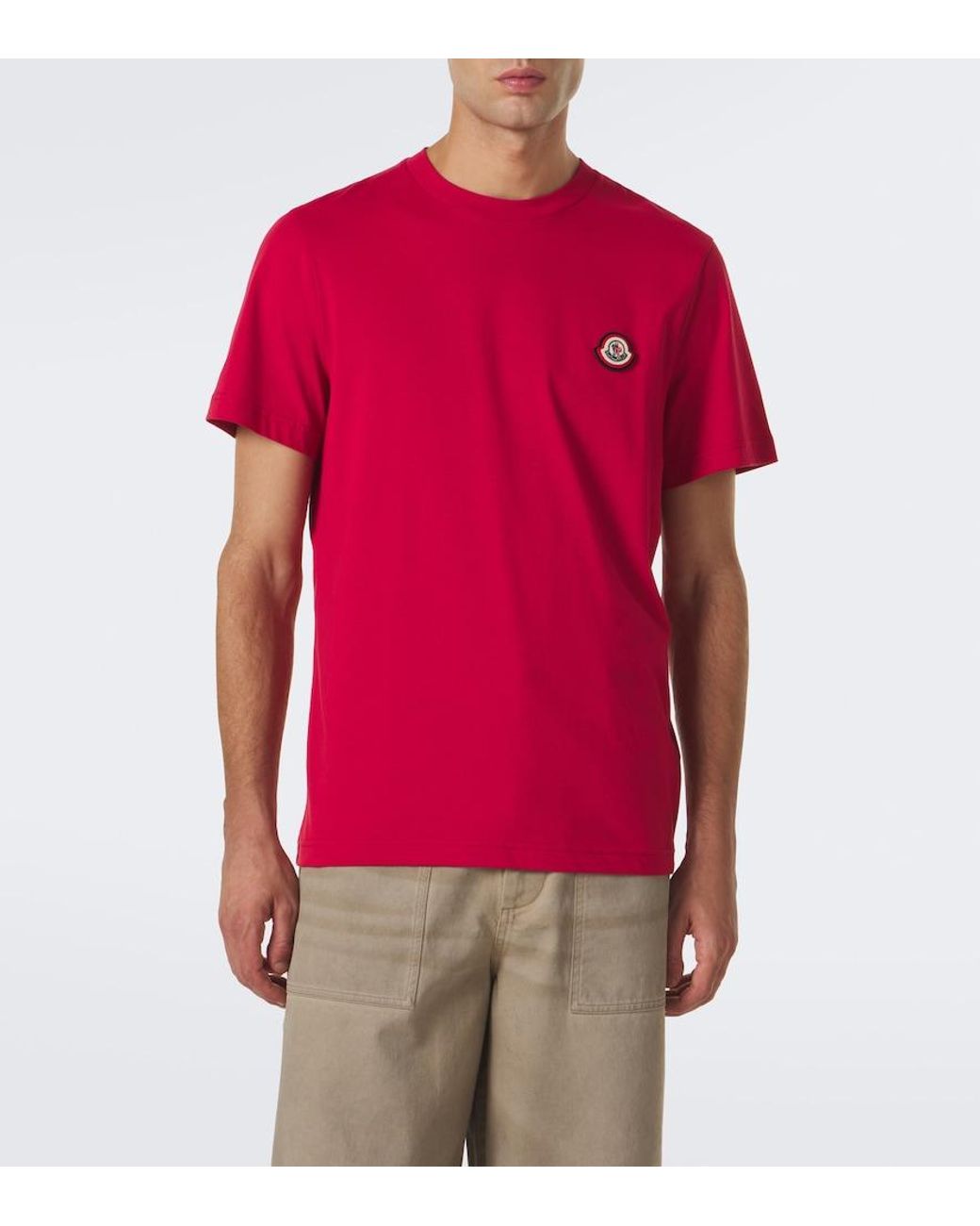 Moncler Red Cotton Jersey T-Shirt for men