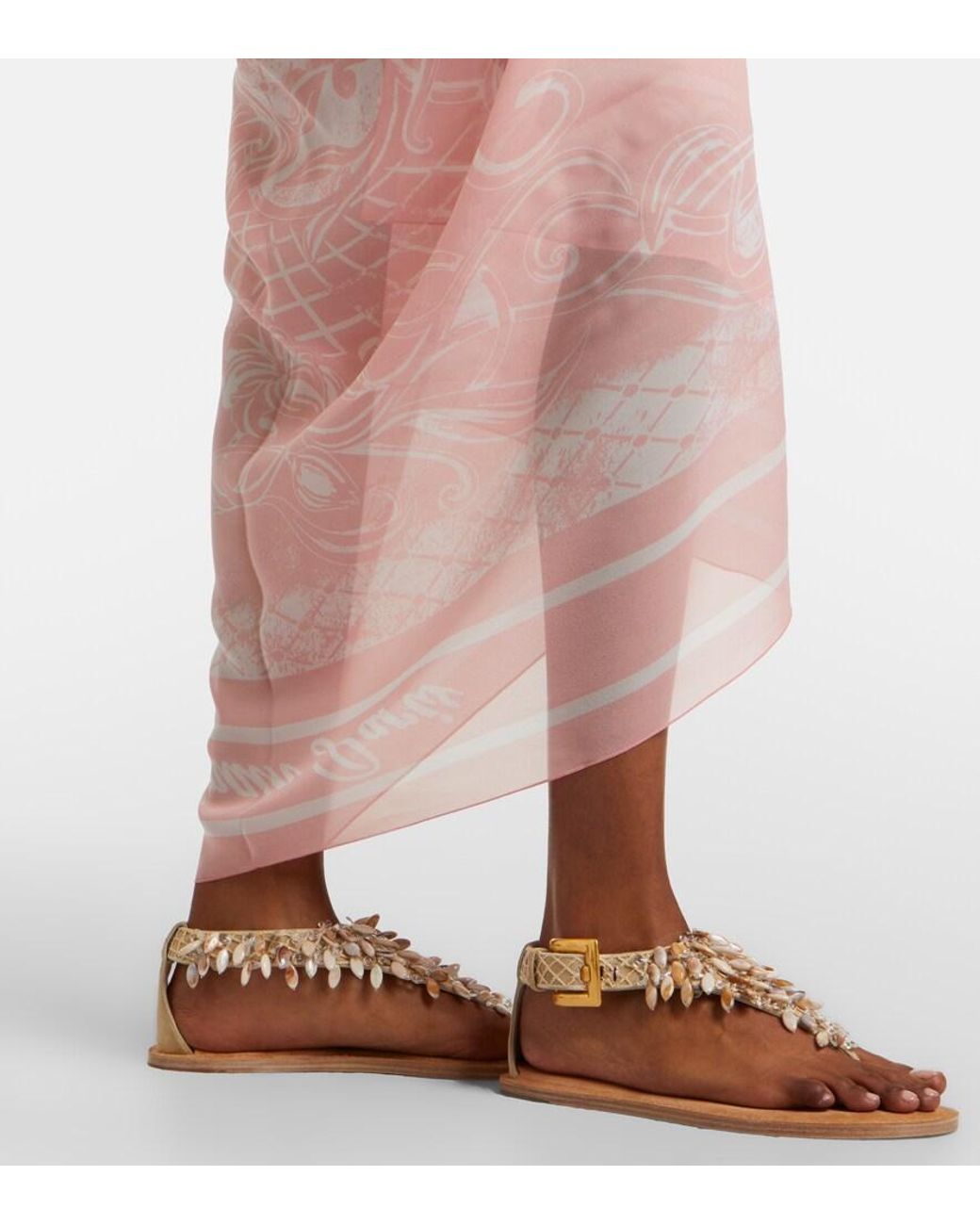 Balmain Pink Printed Silk Beach Cover-Up
