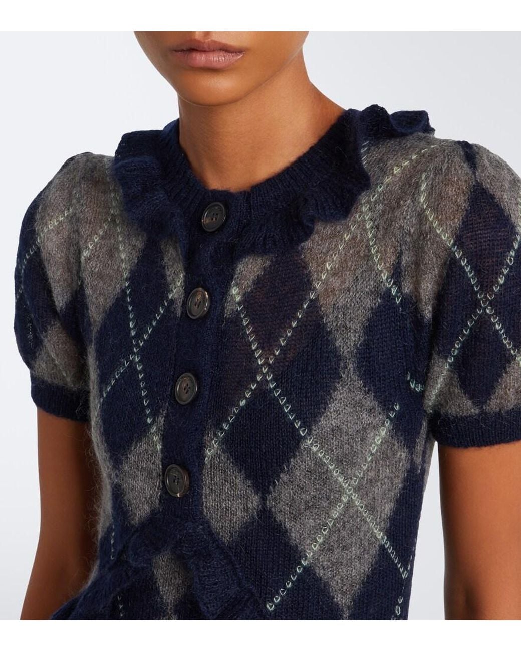 ShuShu/Tong Black Argyle Wool And Mohair-Blend Midi Dress