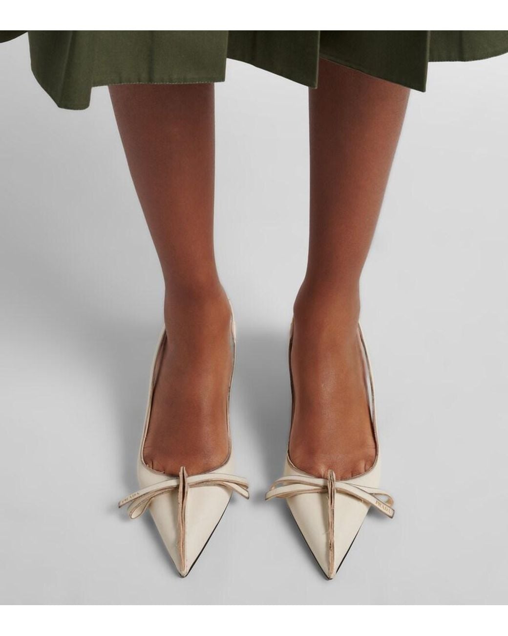 Prada Natural Leather Slingback Pumps