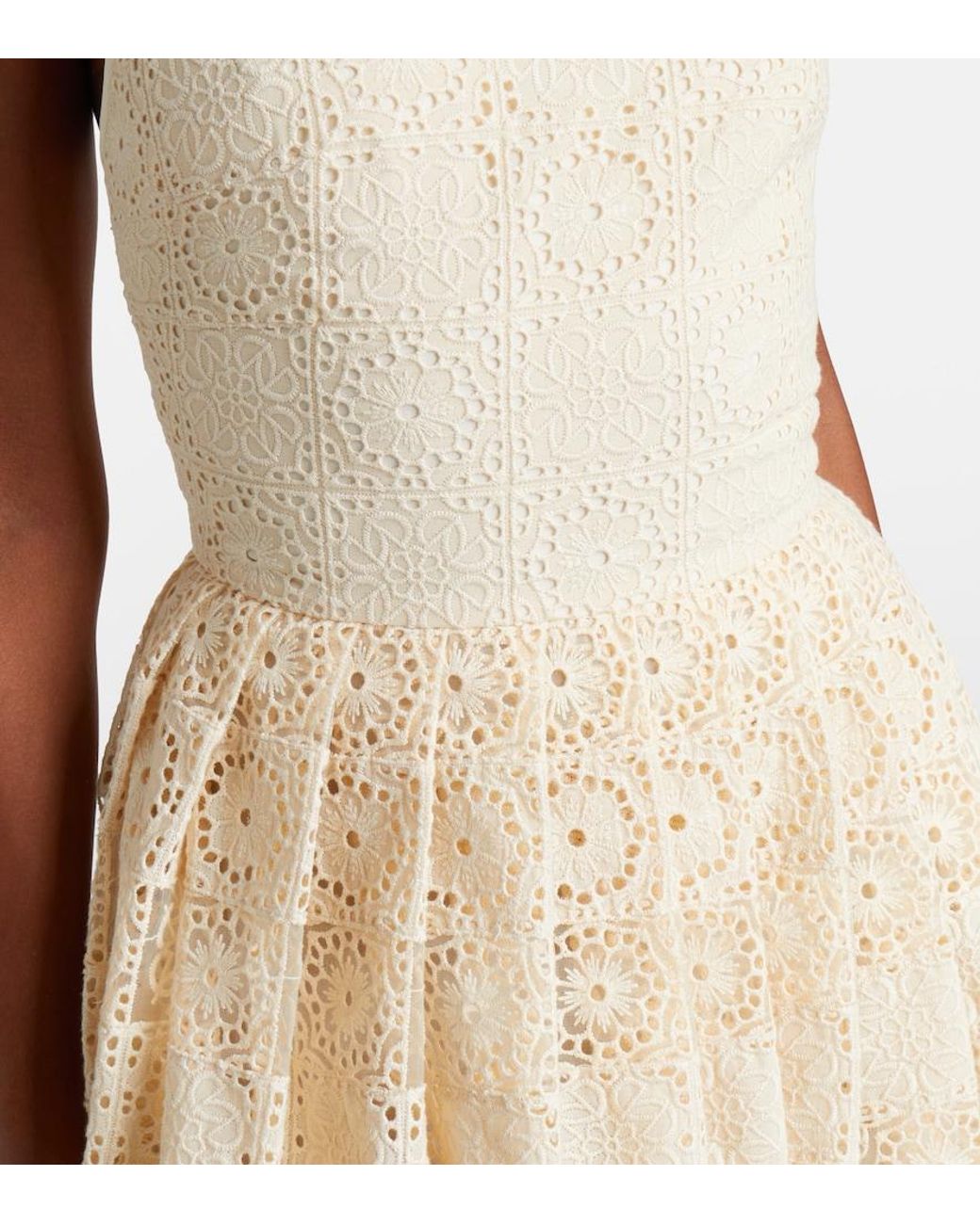 Elie Saab Natural Silk And Cotton-Blend Guipure Lace Midi Dress