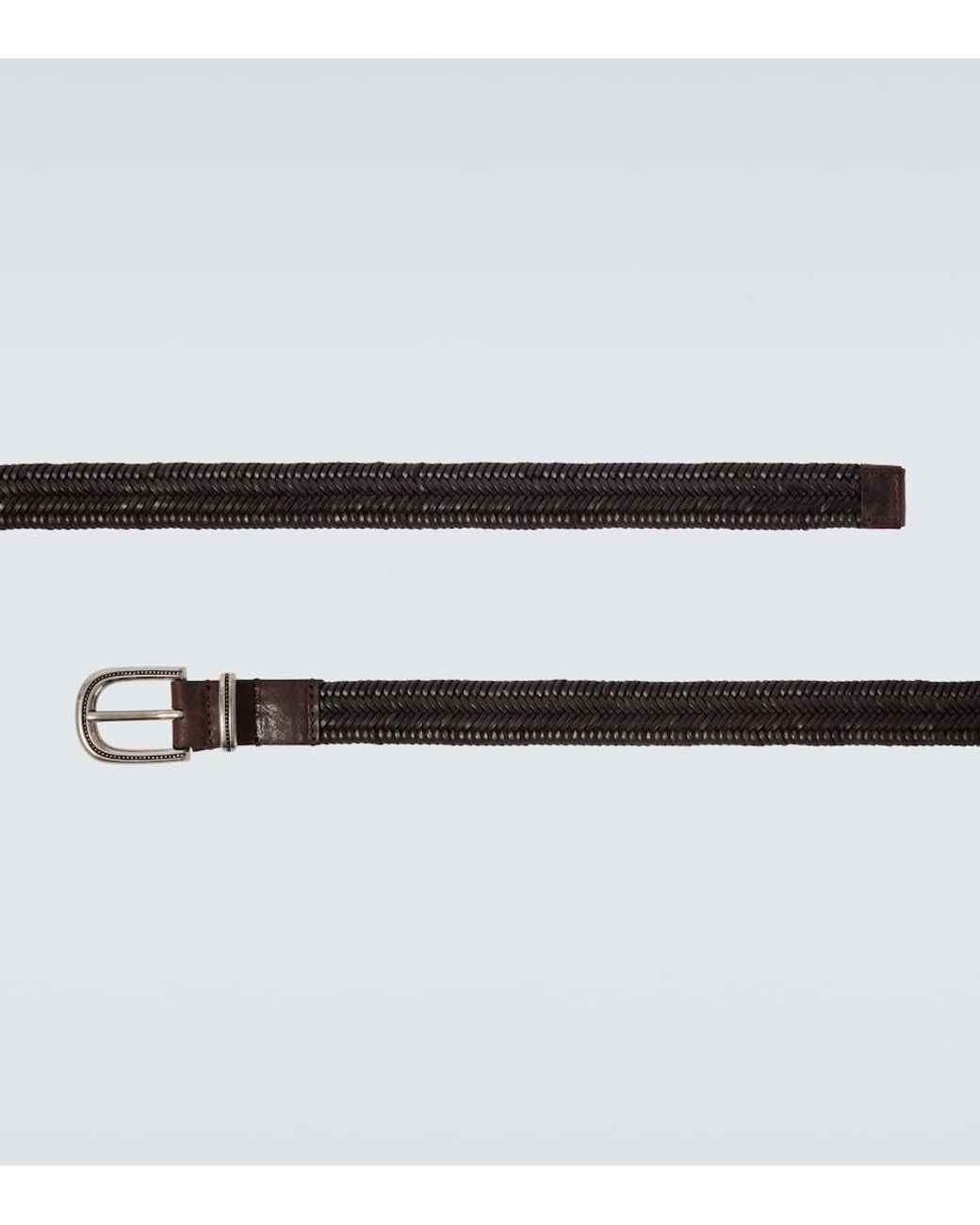 Brunello Cucinelli Black Woven Leather Belt for men