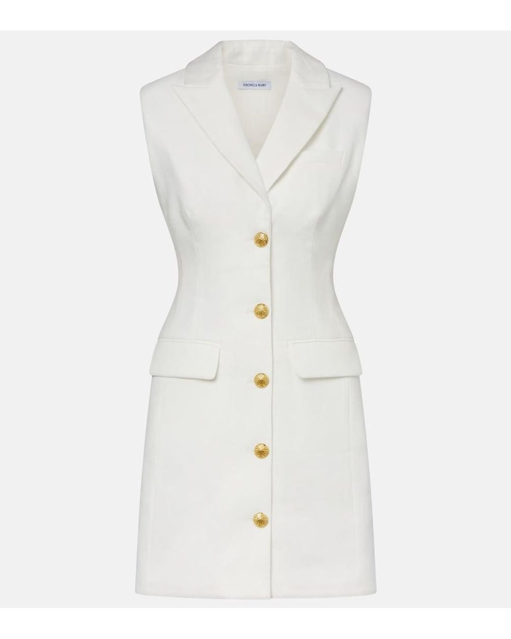 Veronica Beard White Fairfax Linen-Blend Minidress