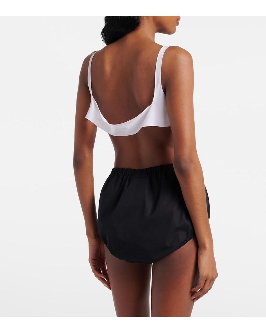 Prada White Silk Crepe De Chine Bra Top