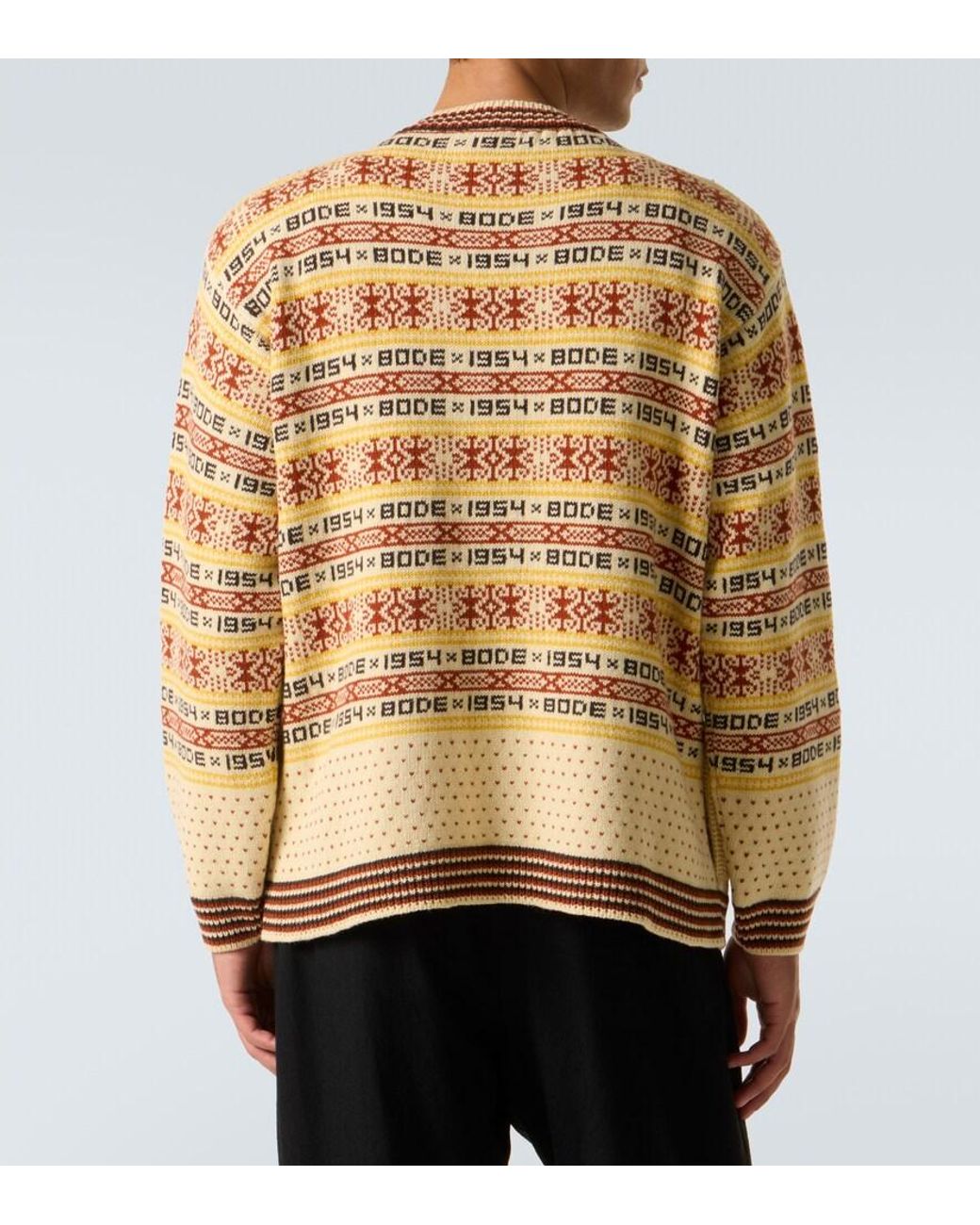 Bode Metallic Marzipan Jacquard Wool Cardigan for men