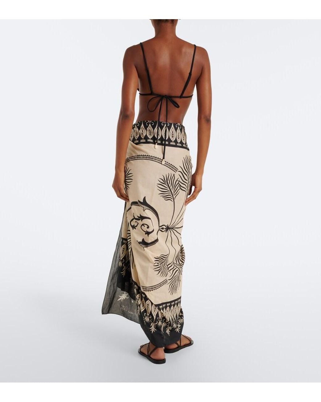 Johanna Ortiz Black Printed Cotton Beach Cover-Up