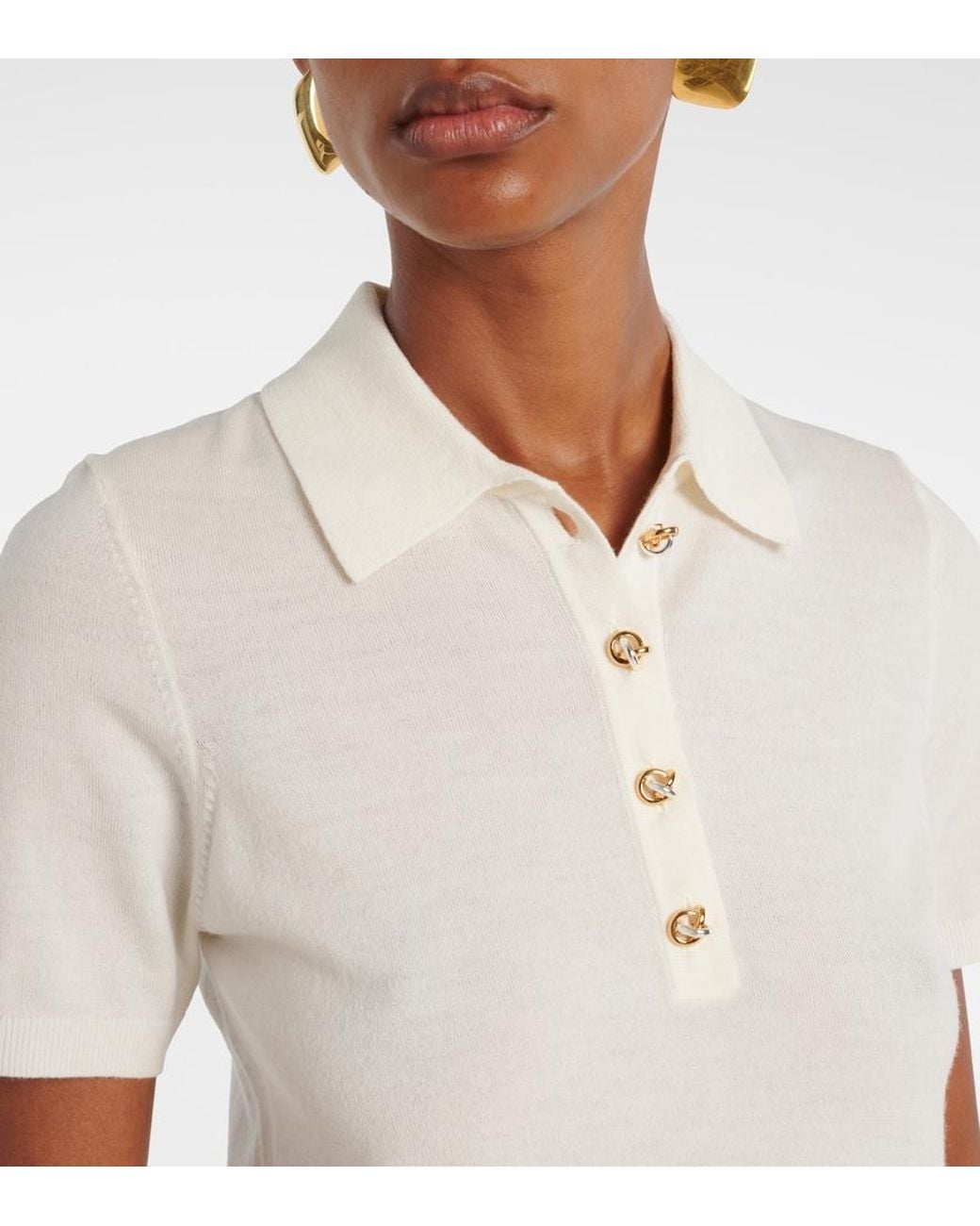 Altuzarra White Nemo Wool-Blend Polo Shirt